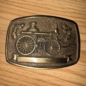 Vintage BTS Solid Brass 1978 Fire Engine Belt Buckle Made in USA